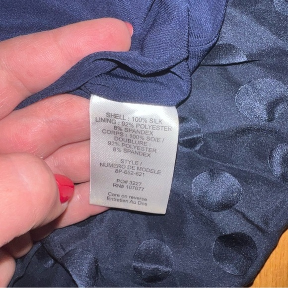 003 Alice + Olivia navy polka dot silk bubble dress - Picture 3 of 7